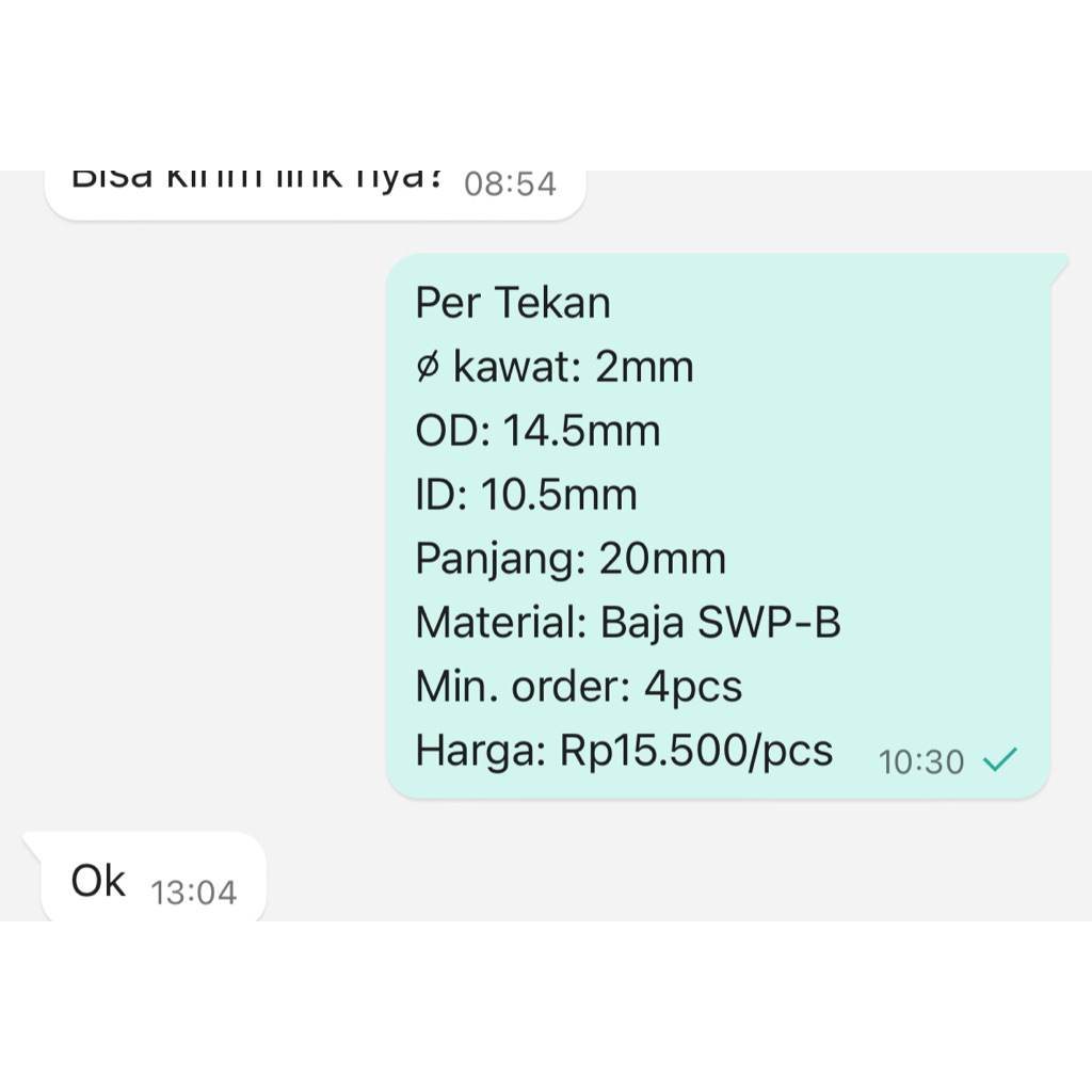 per Spring pegas Tekan 14,5mm Kawat 2mm Panjang 20mm Baja