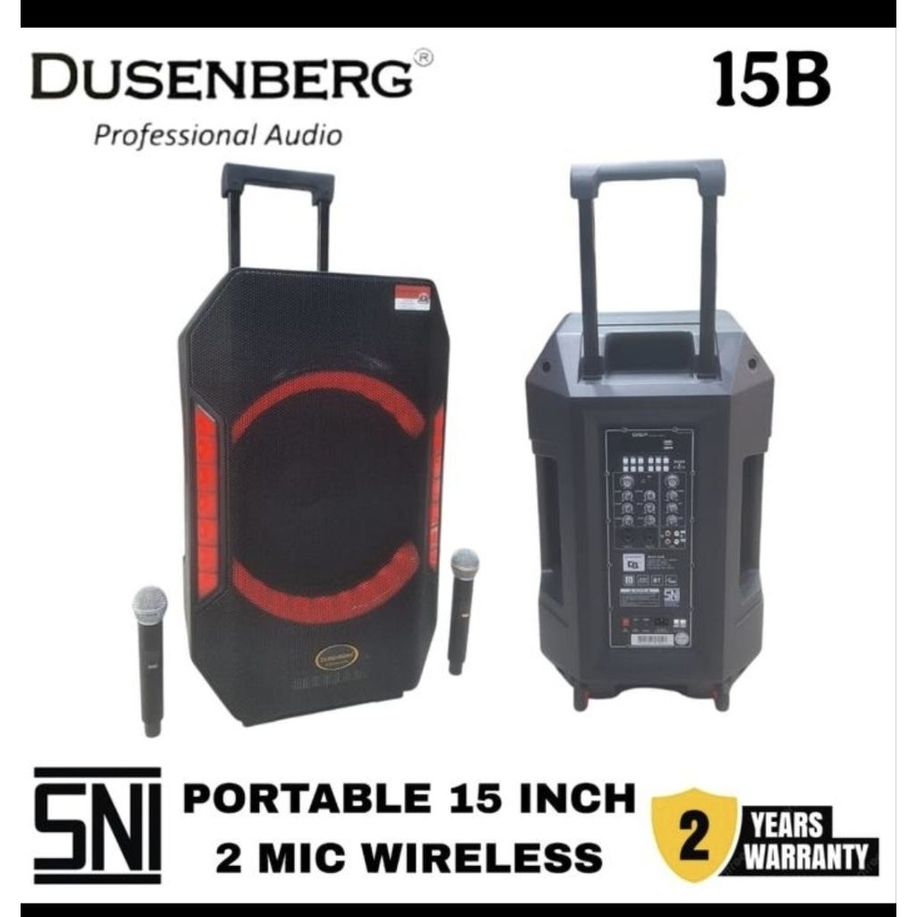 SPEAKER PORTABLE AKTIP DUSENBERG POETABEL 15B SPEAKER 15 INCH BLUTOOTH.SPEAKER RESMI DUSENBERG RESMI