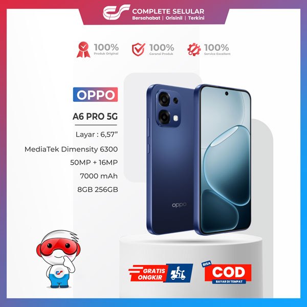 OPPO A6 PRO 5G 8/256GB | OPPO A6 PRO 4G 8/128GB 8/256GB - 50MP+16MP Kamera 7000mAh Garansi Resmi