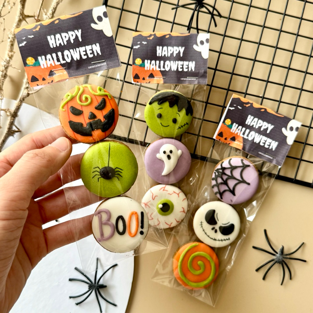 Mini Bites 3in1 Halloween Cookies – (3-4cm) Kukis Halloween / Kue Halloween / Icing Cookies / Decora