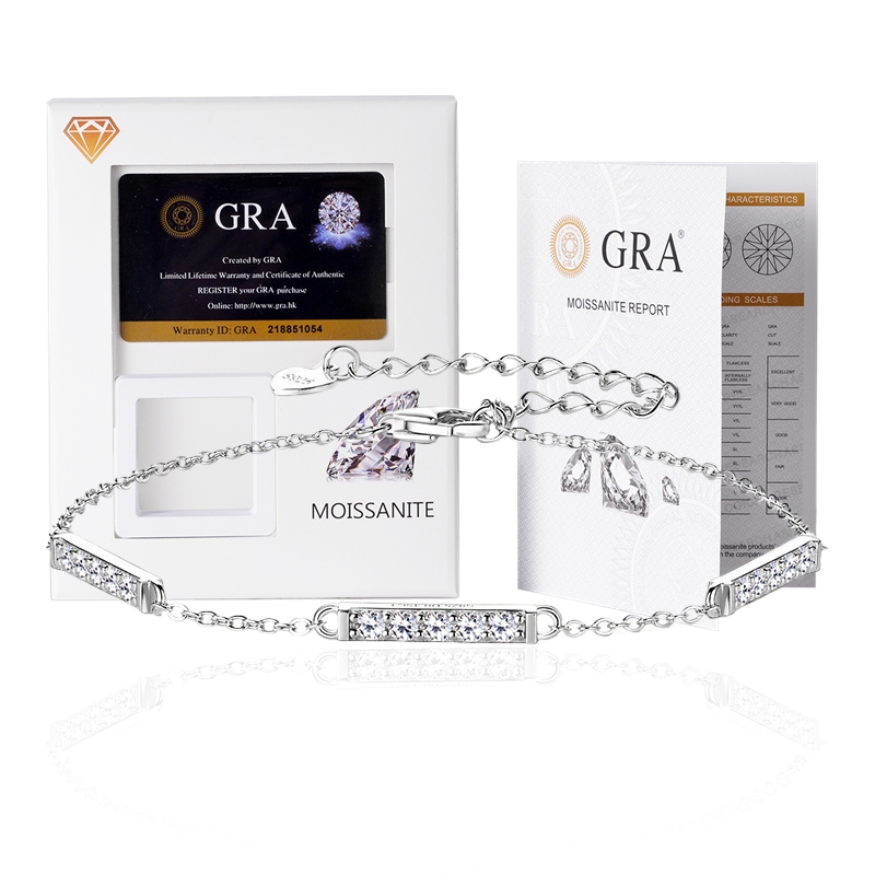 LOVETIA Gelang Perak Murni Moissanite Bracelet Wanita Berlian Fashion Jewelry Sertifikat GRA XRV043