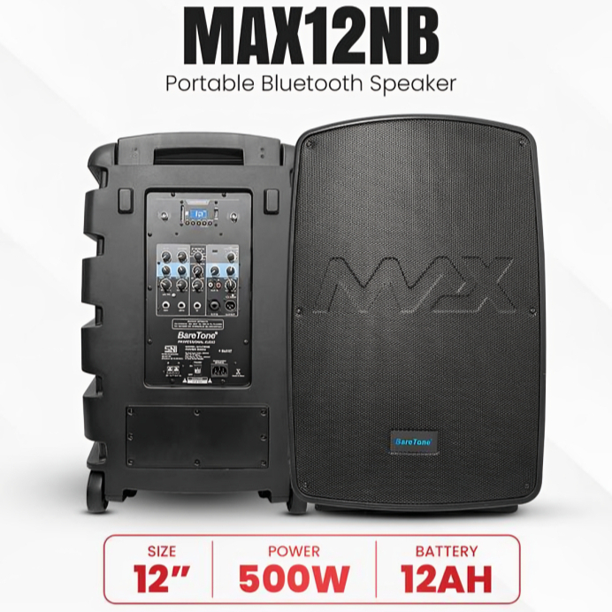 Speaker Aktif Portable Baretone 12 Inch MAX12NB/Speaker Karaoke Bluetooth Baretone 12" MAX 12 NB