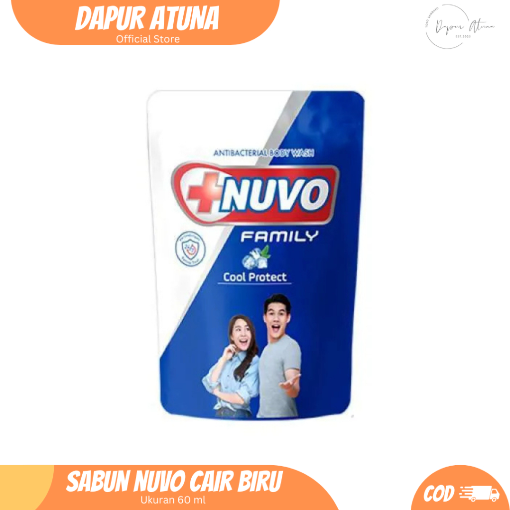 Nuvo Family Sabun Mandi Cair Biru Cool Protect Pouch 60 ml