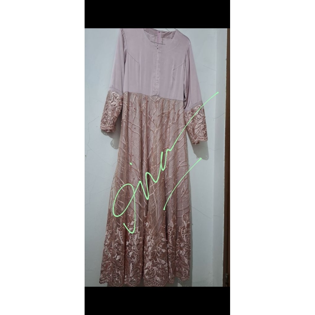 Gamis Pesta Warna peach (pink& salem)