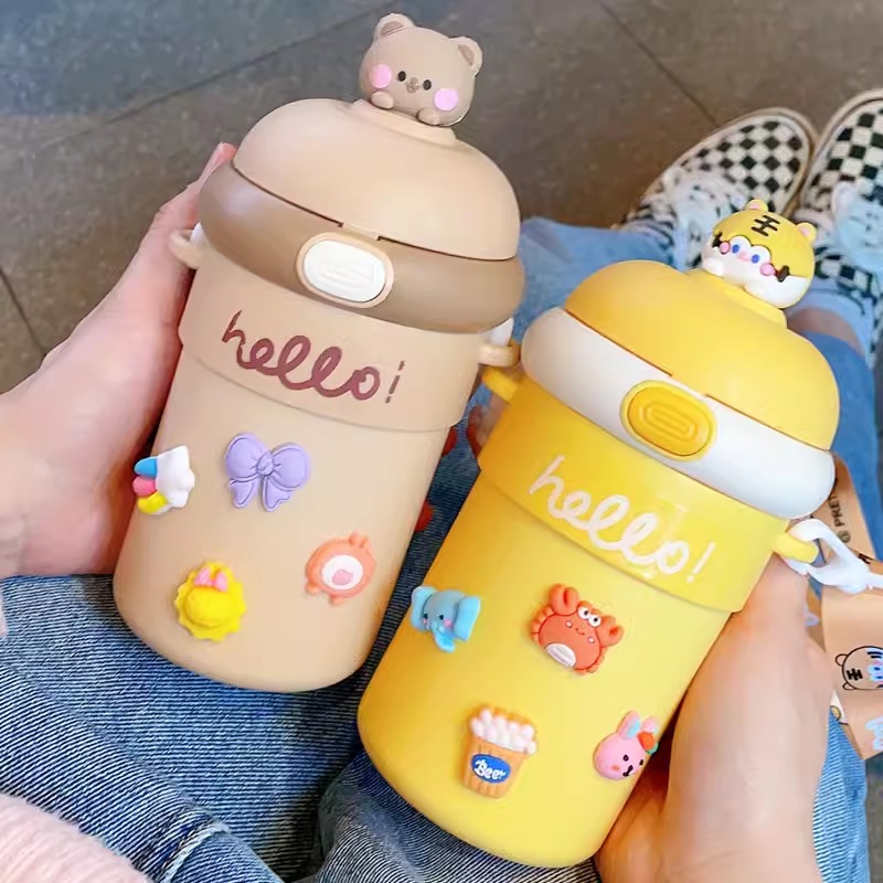Botol Minum Kaca Botol Minum Anak Karakter Lucu Tumbler Vacumm Flask Nice 500ml BPA FREE