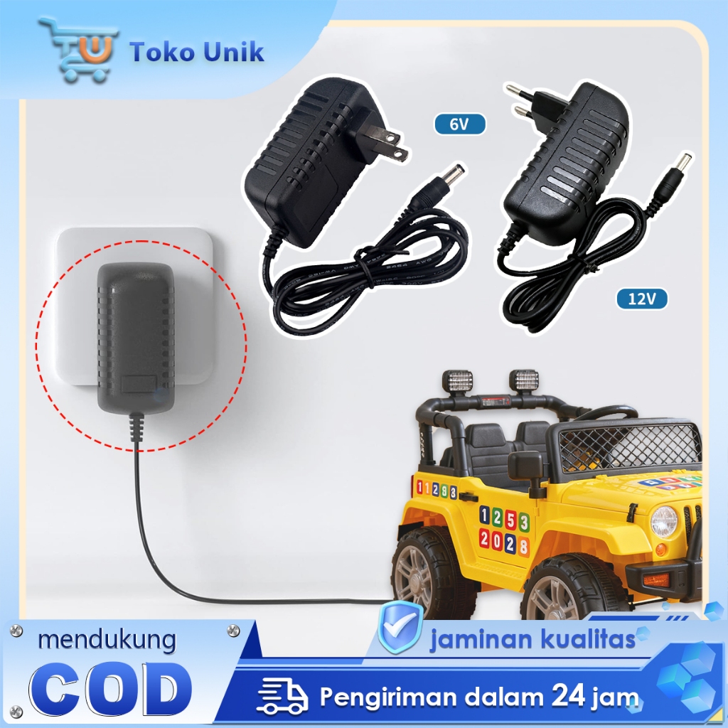 Charger Mobil Mainan PMB 12V 6V Adaptor Mobil Aki Anak Adaptor Cas Charger Mobil Mainan