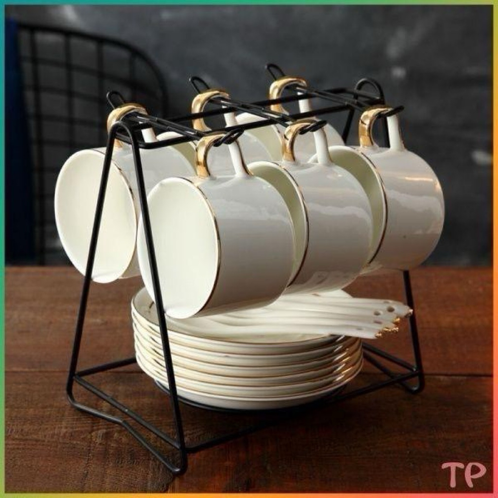 RAK CANGKIR GANTUNG RAK GELAS AESTHETIC RAK GELAS BESI PREMIUM