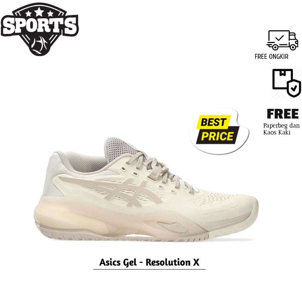 Sepatu Tenis / Padel Asics Womens Gel - Resolution X Beige Cream Original