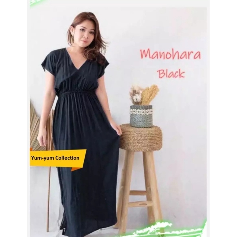 Daster Manohara Polos Panjang Lengan Pendek Bahan Rayon Premium Adem Anti Luntur Kekinian