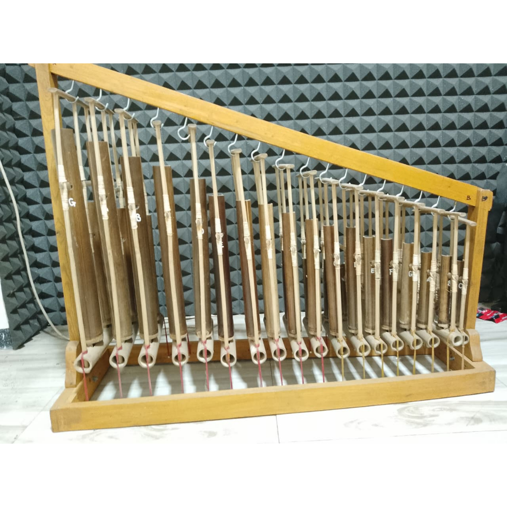 Angklung Pengamen 18 Nada 2 Tabung Bambu Hitam
