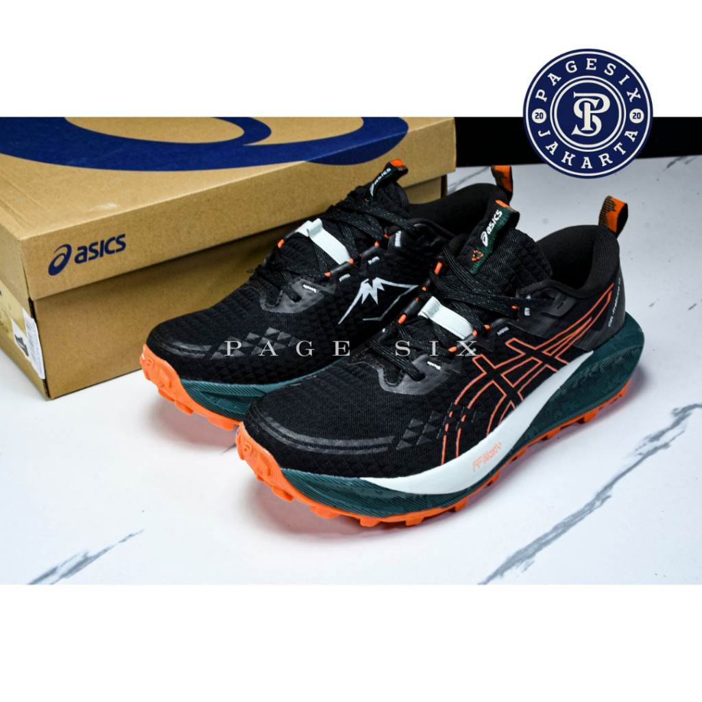 SIZE 43.5 (43,5) READY STOCK - Asics Gel Trabuco 13 Black Nova Orange (GEL-TRABUCO) (Sepatu Lari / R