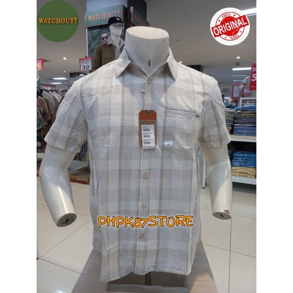 Watchout kemeja pendek pria KOTAK-KOTAK,kemeja pendek original