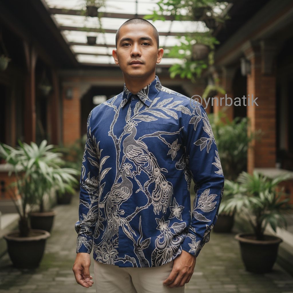 BATIK PRIA BIRU DONGKER BATIK LENGAN PANJANG PREMIUM BERLAPIS FURING HERO, BATIK PRIA
