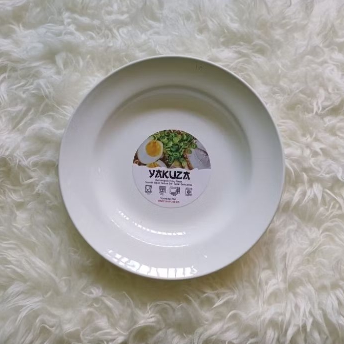 PAKET HEMAT DASYAT Piring YAKUZA piring makan 1 lusin 12 pcs putih semi melamin