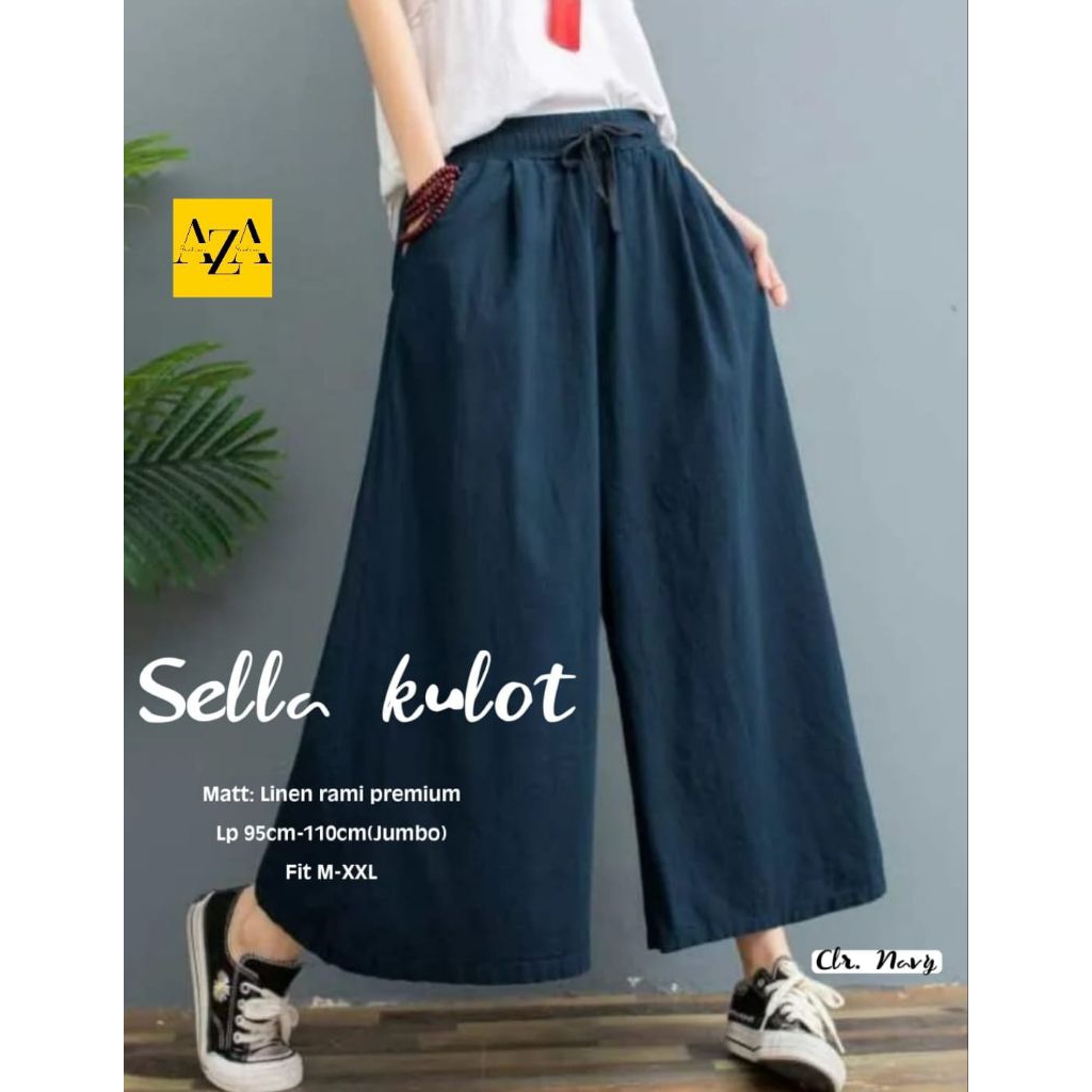 SELLA KULOT JUMBO BAHAN KATUN LINEN RAMI // CELANA PALAZO ELEGAN TERLARIS