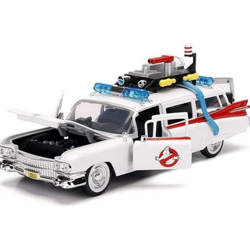 NEW ORIGINAL 100% JADA TOYS HOLLYWOOD RIDES: GHOSTBUSTERS ECTO-1, WEISS, MASSSTAB 1:24