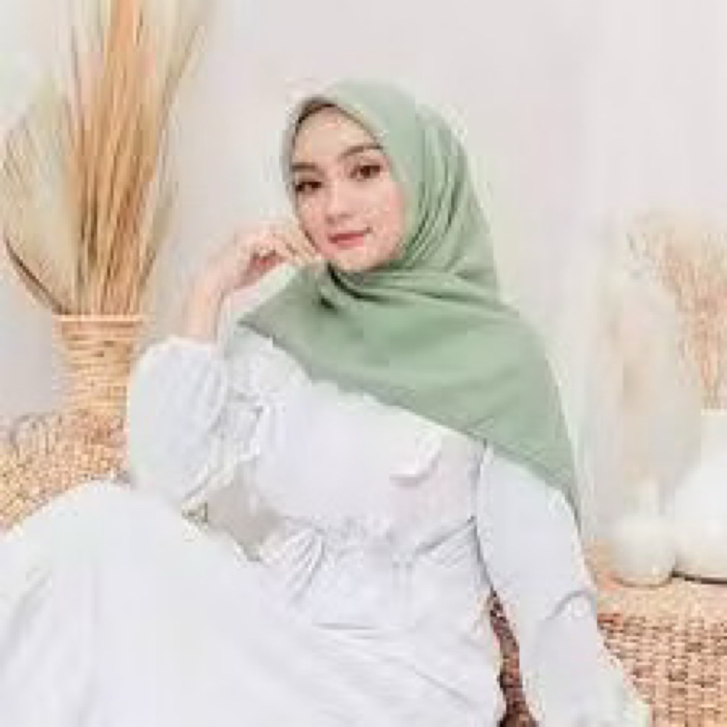 Hijab Bella Square Sage Mint  || Hijab Segiempat Bella Square Pollycotton Warna Sage Mint