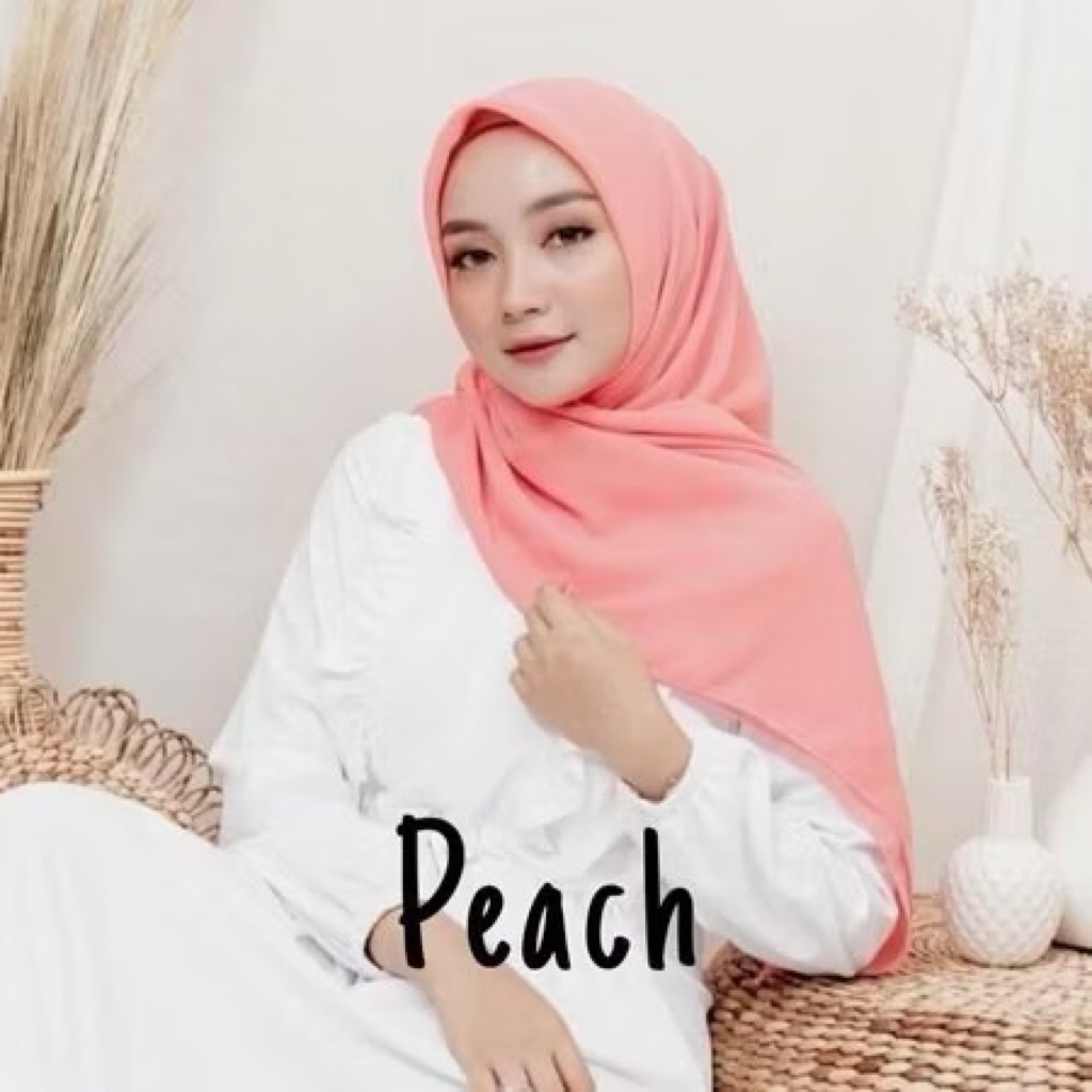 Hijab Bella Square Peach || Hijab Segiempat Bella Square Pollycotton Warna peach