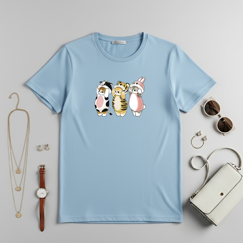 Kaos Lucu Wanita Kucing 3 Over Size LD 160 150 140 130 120