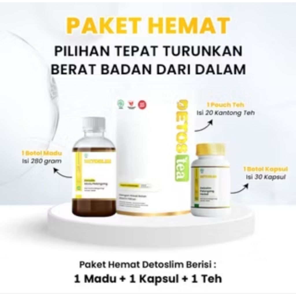 100% Original Stok Terbatas Detoslim Paket Lengkap Herbal Pelangsing / Diet Dengan Cepat / Termurah