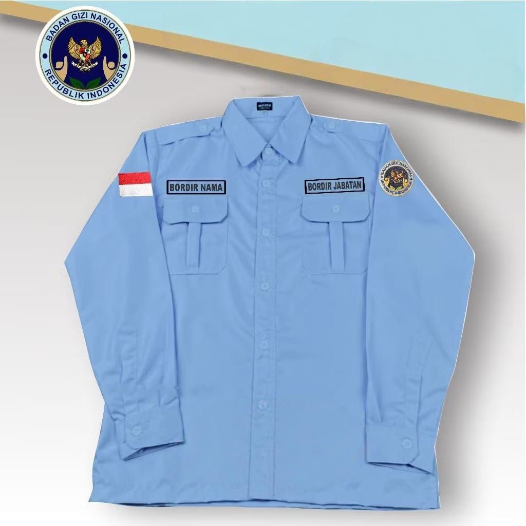 kemeja lengan panjang bordir logo bgn badan gizi nasional