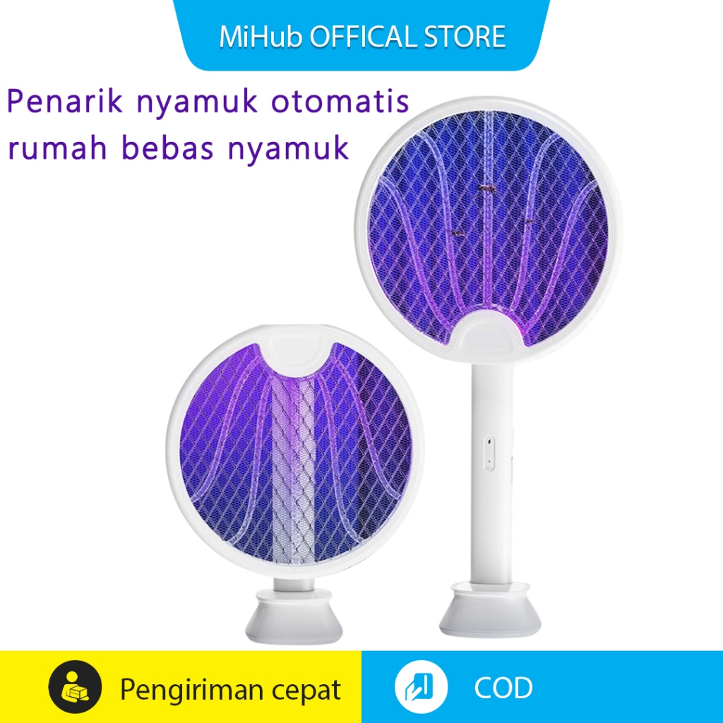 raket nyamuk Lampu UV 365nm,Baterai 3000mAh, Charger Type-C, ModeAuto/Manual