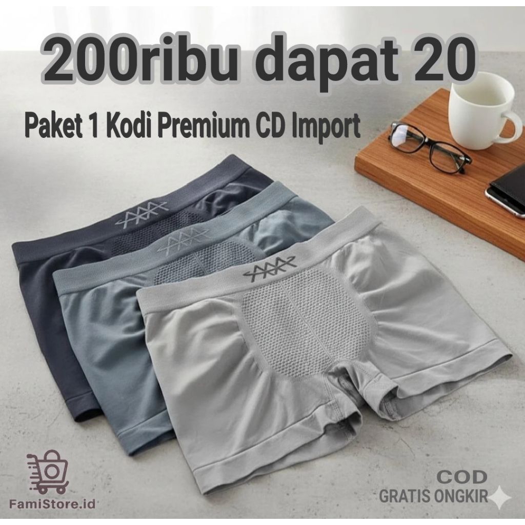 OBRAL 1 KODI [20PCS] CELANA DALAM PRIA BOXER MURAH BERKUALITAS IMPORT- ukuran S-XXXL