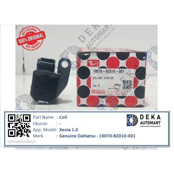 Coil Genuine Daihatsu untuk Xenia 1.0 (19070-BZ010-001)