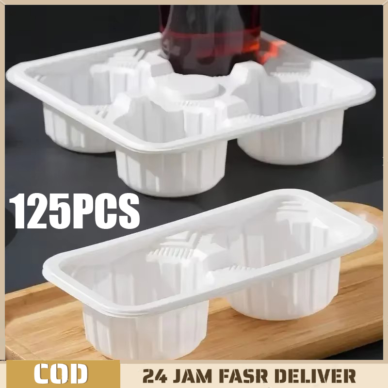 2 /4 Cup Holder Plastik Cup Tray Holder Tatakan Gelas Minuman Drink Tray Take Away Tatakan Plastik