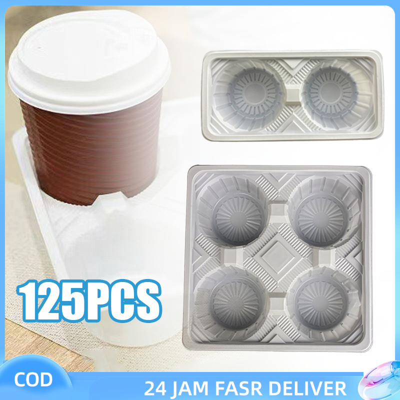 2 Cup/ 4 Cup Cup Tray Holder Plastik Nampan Minuman Tatakan Gelas Take Away Drink Tray Minuman Holde