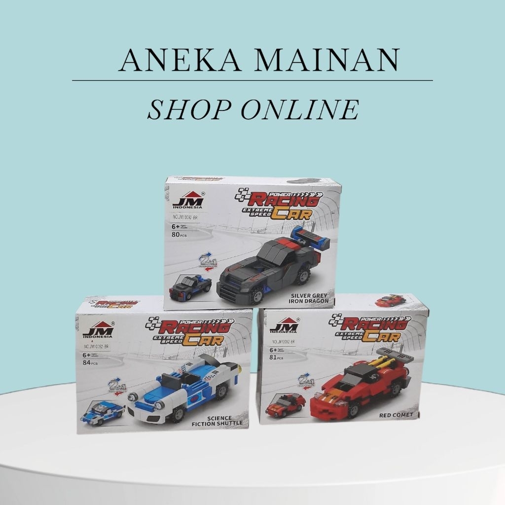 Mainan Lego Seri Mobil Balap Rakitan 2in1 Power Racing Car JM10092-BR – Bisa Jadi Robot & Mobil Supe