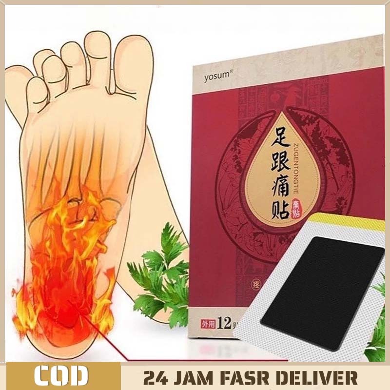 12 PCS Plantar Fasciitis Obat Sakit Tumit Koyo Kaki Pereda Nyeri Terapi Heel Pain Relief Obat Telapa