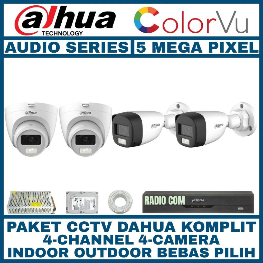 PAKET CCTV DAHUA 5MP FULL COLOR 4 CHANNEL 4 KAMERA AUDIO FULL COLOR