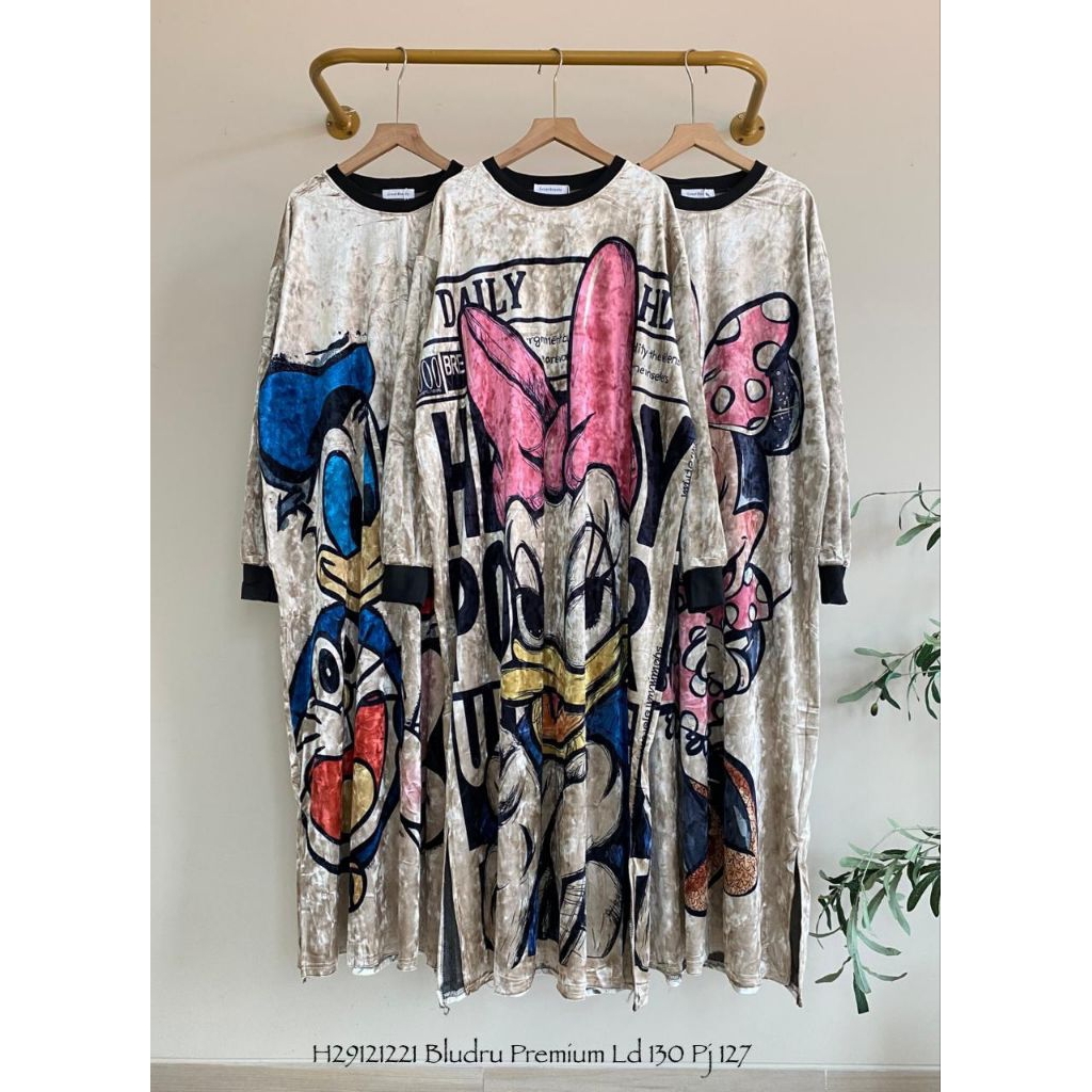 dress bludru import/dress wanita