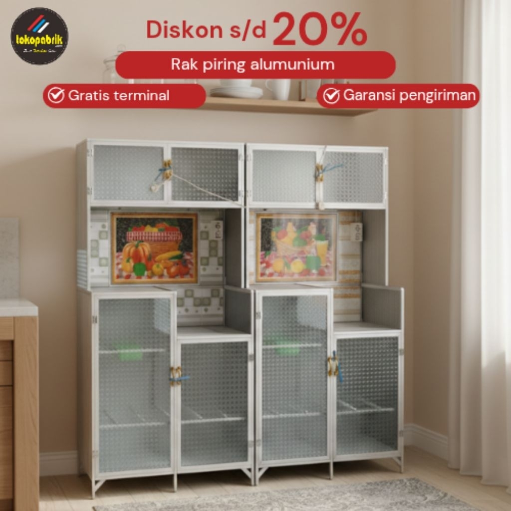 Rak piring 3pintu Rak piring 2pintu Rak kompor Rak piring alumunium Rak piring kaca Rak piring murah