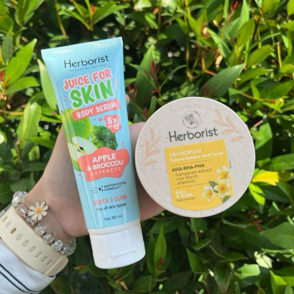 Paket Herborist Body Serum Apple&Broccoli 80ml + Herborist Frangipani Natural Balinese Body Scrub 10