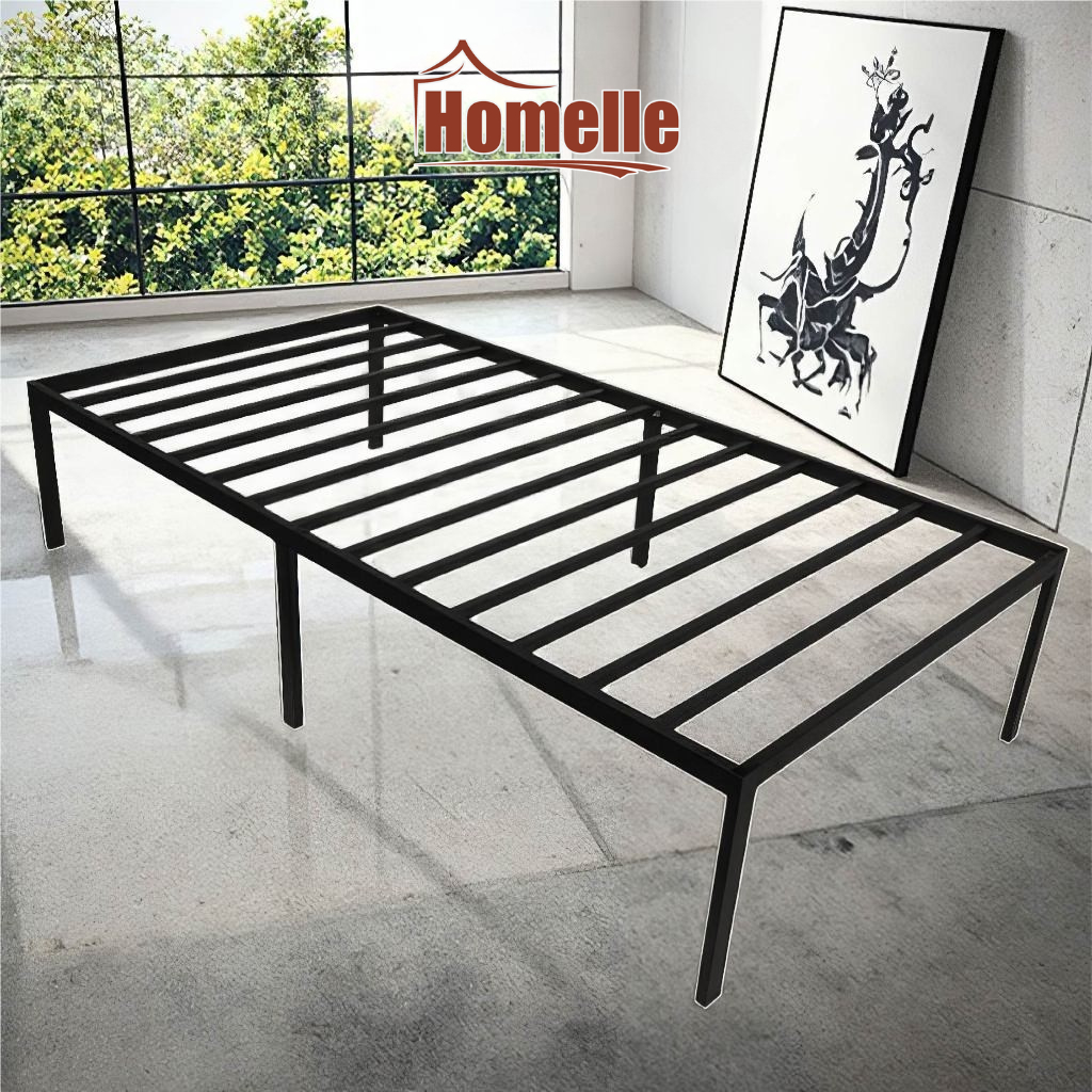 Ranjang Rakit Besi Single –Tempat Tidur Minimalis Kuat Tahan Lama –Tempat Tidur Kokoh & Mudah Diraki