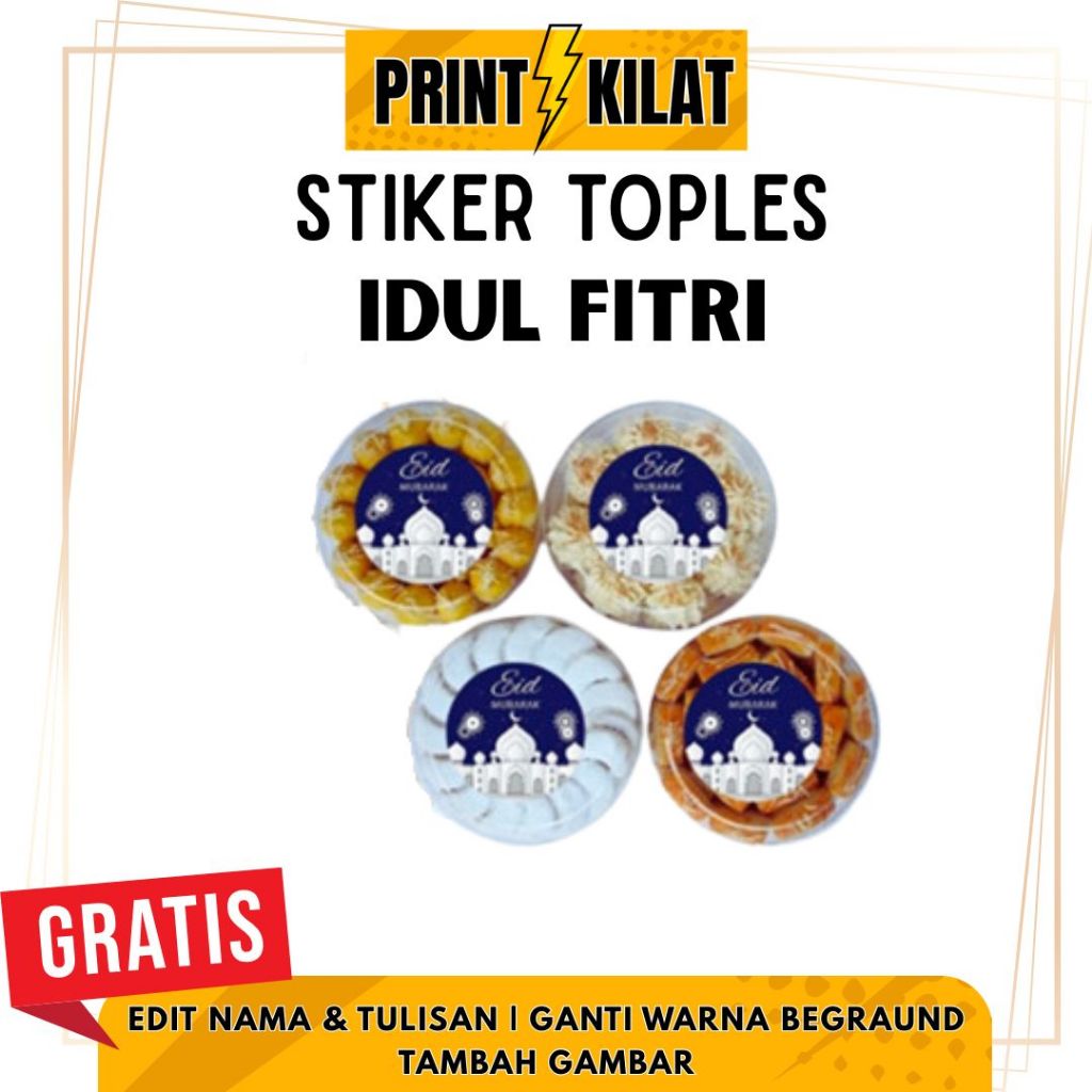 STIKER TOPLES IDUL FITRI / STIKER TOPLES LEBARAN / STIKER TOPLES KUE KERING LEBARAN / STIKER CUSTOM