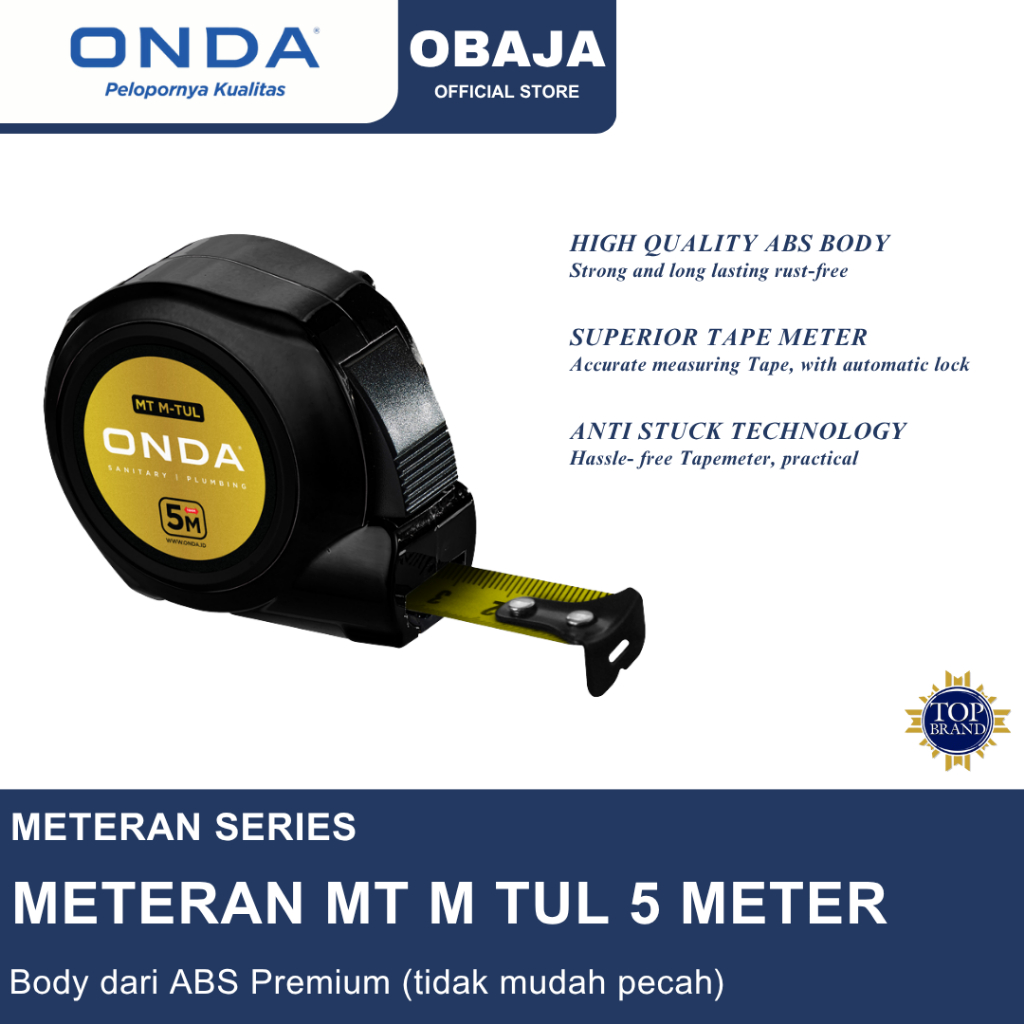 Onda Meteran M Tul 5 Meter / Meteran 5 Meter M Tul Onda /  Measuring Tape Onda