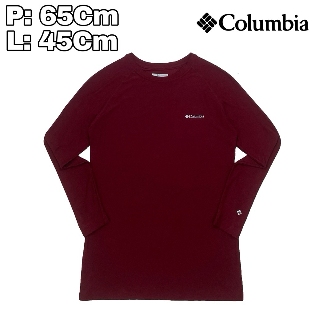 B67 Baselayer Shirt Columbia Maroon Sport Outdoor Manset  Baju Lengan Panjang Running Olahraga Hikin