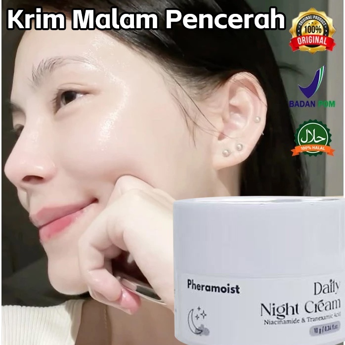 Pheramoist Daily Night Cream 10g Brightening Lighten Dark Spots Anti Penuaan Pemutih Anti-kerut Dan 