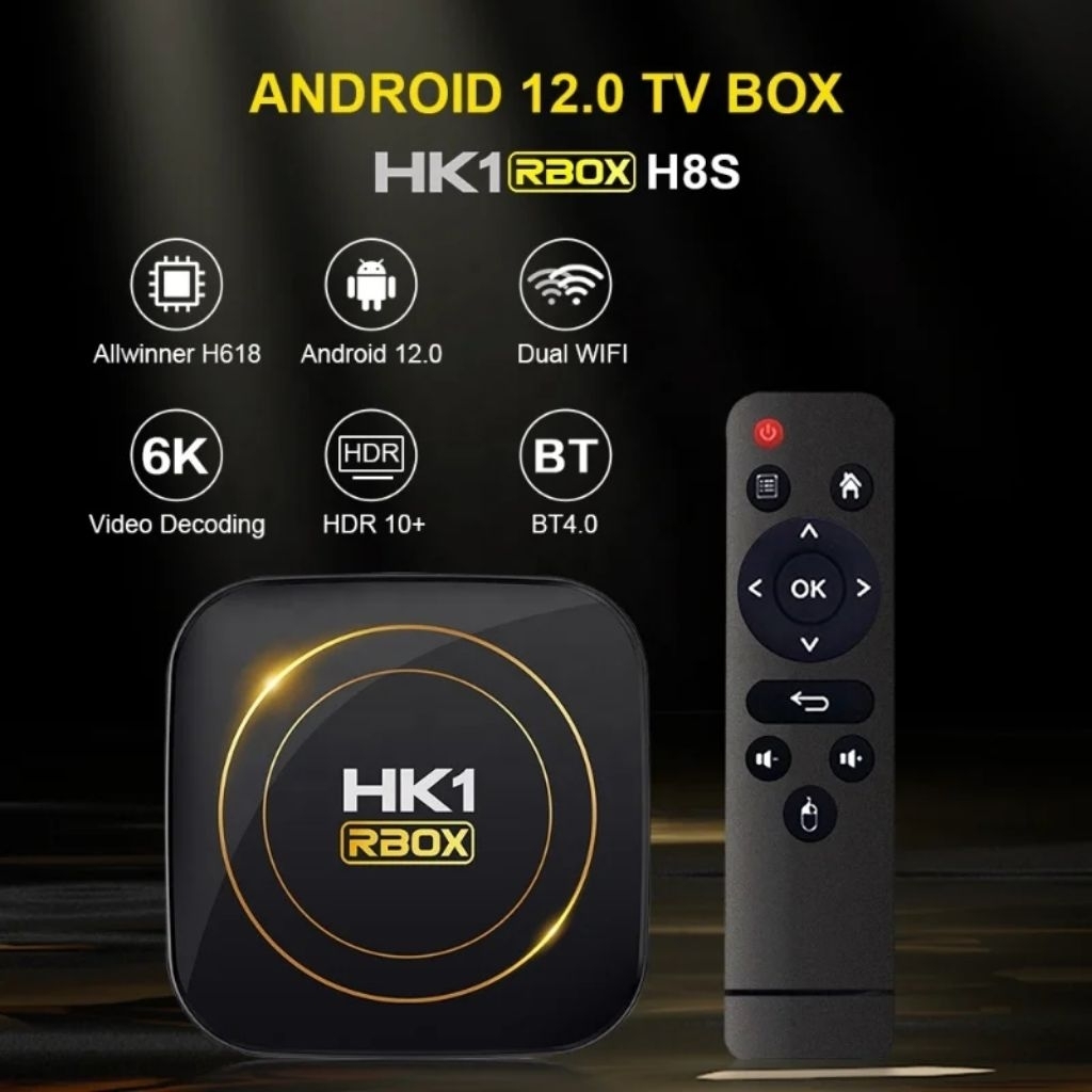 Android TV HK1 RBOX H8S 4GB + 32GB | 4GB + 64GB Android 12. TV BOX 2,4G+5G Wifi Bluetooth 4.0 media 