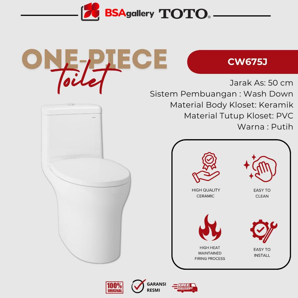 KLOSET DUDUK TOTO CW675J / MONOBLOK ONEPIECE TOTO CW 675 ORIGINAL KOMPLIT STOPKRAN ALAT - SOFT CLOSI