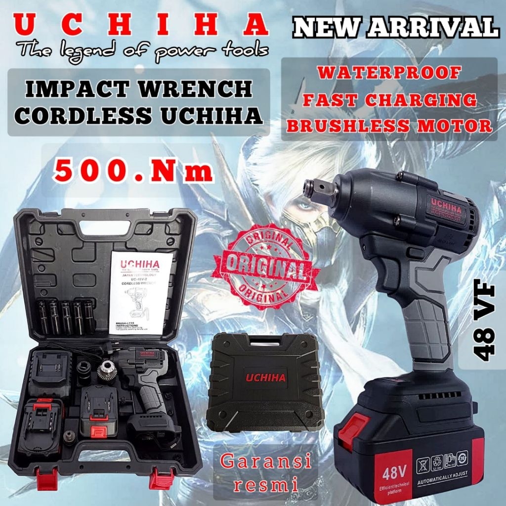 Impact Wrench Cordless type 48Vf double baterai UCHIHA japan New Edition 2022