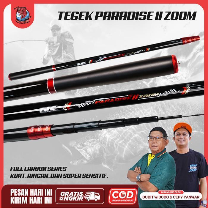 TEGEK PARADISE II ZOOM NEW Full Carbon Series Kuat Ringan Super Sensitif 360-720 CM Mancing Rawa Sun