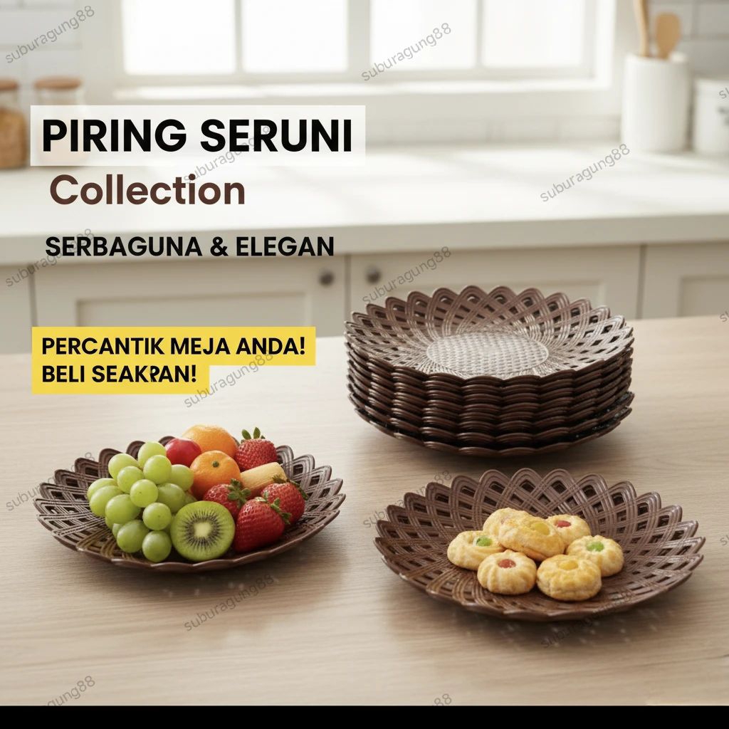 Piring seruni harga 1 lusin/piring anyaman/piring anyam/piring rotan