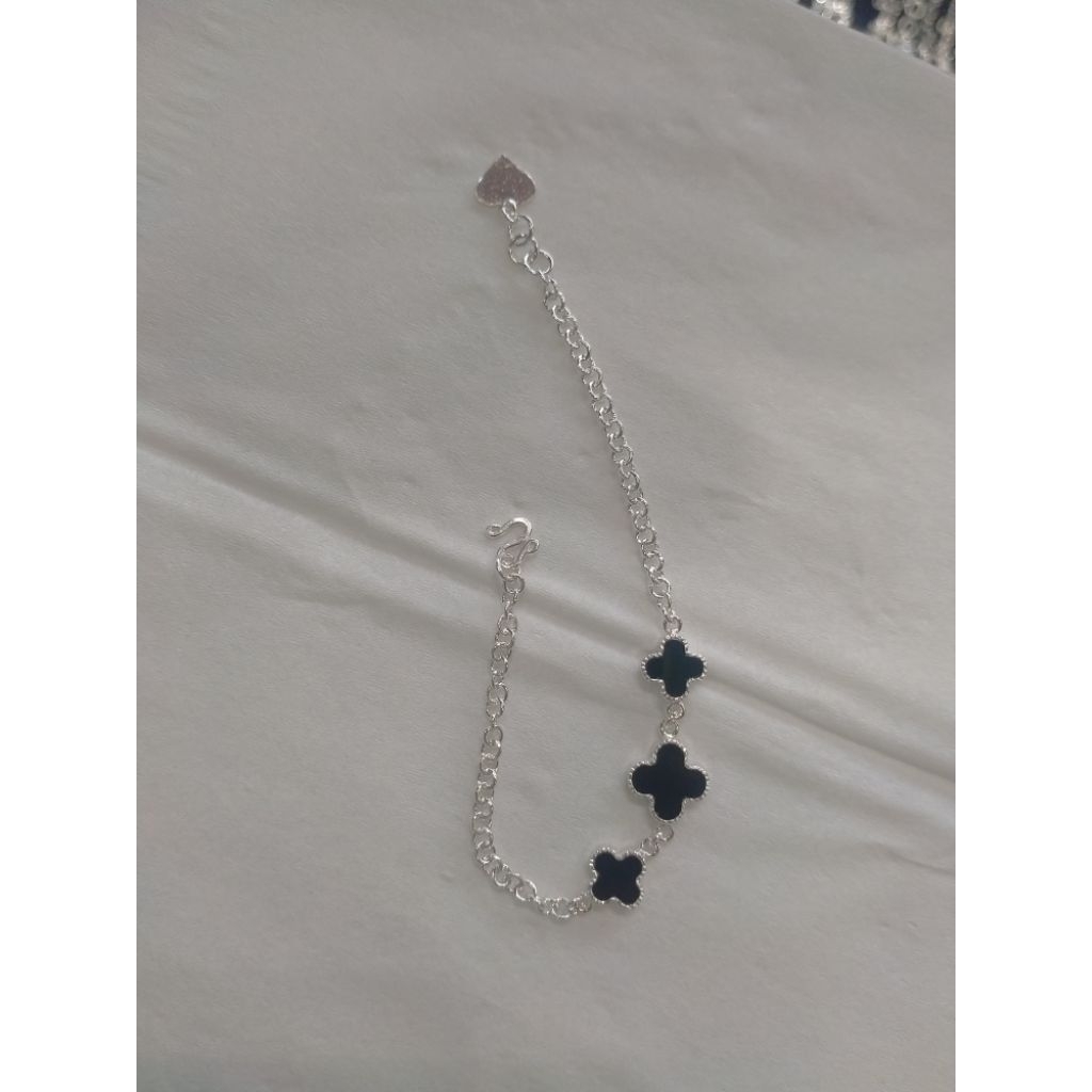 Gelang Perak Murni Permata Hitam (Gelang Wanita)