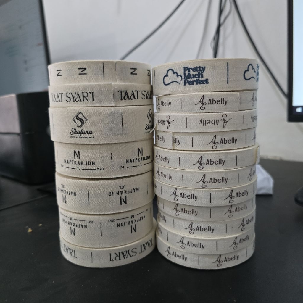 100pcs label baju custom nama (Free design) woven damask subtitute pengganti woven damask bordir