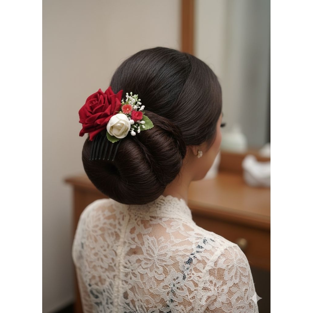 ​Hiasan Sanggul Sisir Rambut Bunga Mawar / Sirkam Rambut Bunga Sanggul