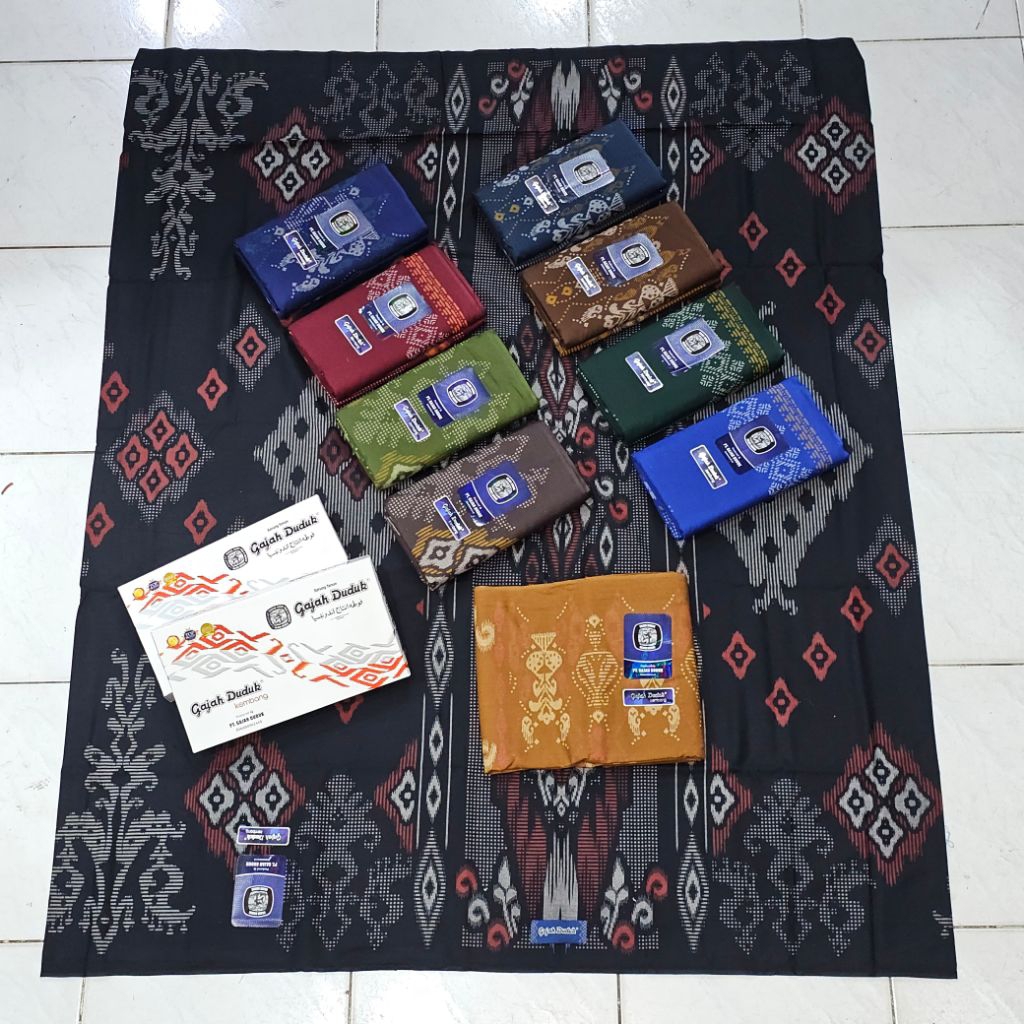GROSIR 10Pcs SARUNG GAJAH DUDUK ASIA MOTIF KEMBANG/POLOS HITAM TUMPAL